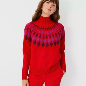 Ann Taylor NWT Turtleneck Sweater with Geometric Nordic Fair Isle Pattern